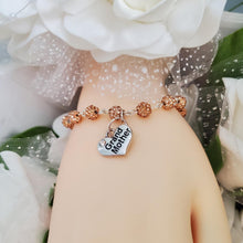 Load image into Gallery viewer, Handmade grand mother pave crystal rhinestone charm bracelet - champagne or custom color - Grand Mother Gift - New Grandmother Gift Ideas