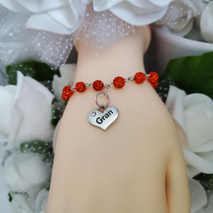Handmade gran pave crystal rhinestone link charm bracelet - hyacinth or custom color - Gran Birthday Gifts - Gran Gift - Gran Present