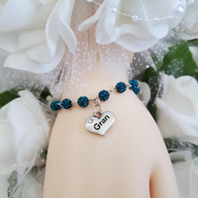 Load image into Gallery viewer, Handmade gran pave crystal rhinestone link charm bracelet - blue zircon or custom color - Gran Birthday Gifts - Gran Gift - Gran Present