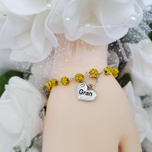 Load image into Gallery viewer, Handmade gran pave crystal rhinestone charm bracelet - citrine or custom color - Grand Mother Gift - New Grandmother Gift Ideas