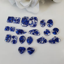 Load image into Gallery viewer, Stud Earrings Set, Earrings, Resin Earrings - handmade resin stud earrings made with blue flakes.