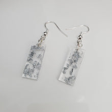 Load image into Gallery viewer, Bar Earrings, Drop Earrings, Resin Earrings, Earrings - Handmade resin short bar earrings- silver flakes