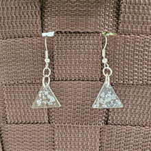 Load image into Gallery viewer, Dangle Earrings - Earrings - Triangular Earrings - Handmade rectangular resin drop earrings with silver flakes