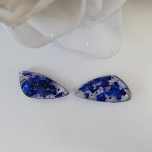 Shell Earrings, Post Earrings, Resin Earrings, Earrings - Handmade resin shell shape stud earrings made with blue flakes.