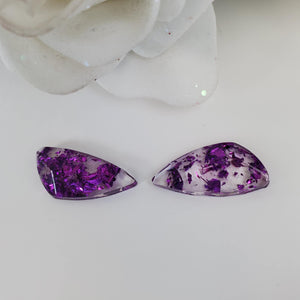 Shell Earrings, Post Earrings, Resin Earrings, Earrings - Handmade resin shell shape stud earrings made with purple flakes.