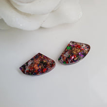 Load image into Gallery viewer, Post Earrings, Shell Earrings, Resin Earrings, Earrings - Handmade resin shell shape stud earrings with multi-color flakes.