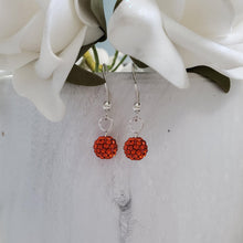 Load image into Gallery viewer, Handmade pave crystal rhinestone dangle drop earrings - hyacinth (orange) or custom color - Drop Earrings - Rhinestone Earrings - Earrings
