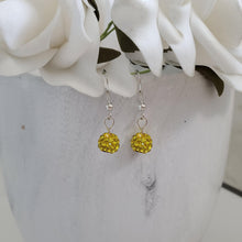 Load image into Gallery viewer, Handmade pave crystal rhinestone dangle drop earrings - citrine (yellow) or custom color - Drop Earrings - Rhinestone Earrings - Earrings