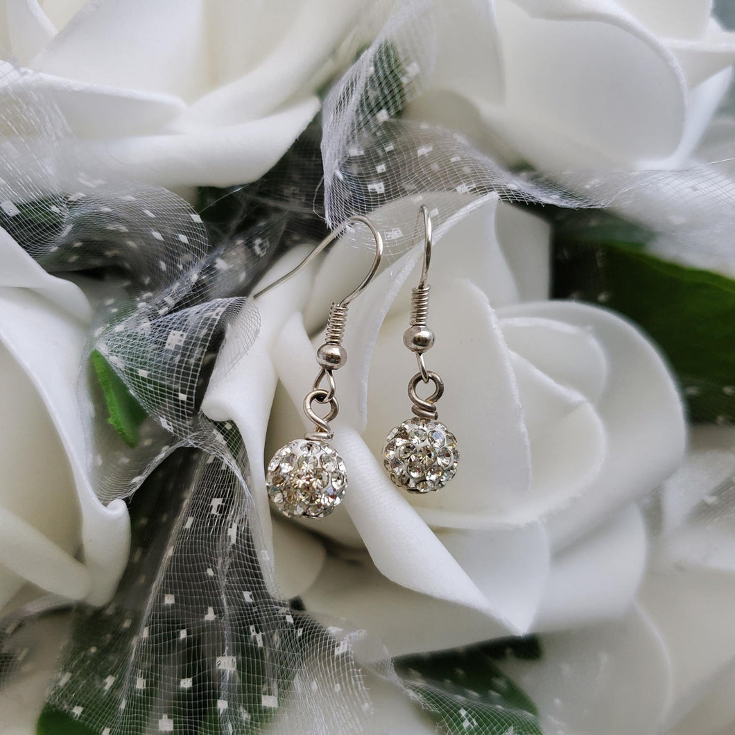 Handmade pave crystal rhinestone dangle drop earrings -crystal clear or custom color - Drop Earrings - Rhinestone Earrings - Earrings