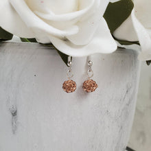 Load image into Gallery viewer, Handmade pave crystal rhinestone dangle drop earrings -champagne or custom color - Drop Earrings - Rhinestone Earrings - Earrings