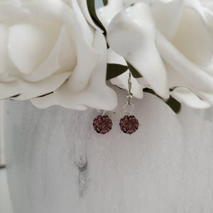 Handmade pave crystal rhinestone dangle drop earrings - amethyst or custom color - Drop Earrings - Rhinestone Earrings - Earrings