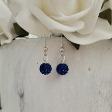 Load image into Gallery viewer, Handmade pave crystal rhinestone dangle drop earrings - capri blue or custom color - Drop Earrings - Rhinestone Earrings - Earrings