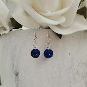 Handmade pave crystal rhinestone dangle drop earrings - capri blue or custom color - Drop Earrings - Rhinestone Earrings - Earrings