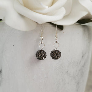 Handmade pave crystal rhinestone dangle drop earrings - black diamond or custom color - Drop Earrings - Rhinestone Earrings - Earrings
