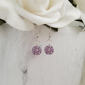 Handmade pave crystal rhinestone dangle drop earrings - violet or custom color - Drop Earrings - Rhinestone Earrings - Earrings