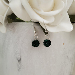 Handmade pave crystal rhinestone dangle drop earrings - emerald or custom color - Drop Earrings - Rhinestone Earrings - Earrings