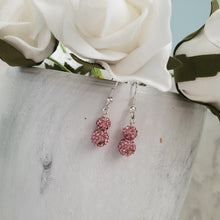 Load image into Gallery viewer, Handmade pave crystal drop earrings - Custom Color - Rosaline or Custom Color - Drop Earrings - Dangle Earrings - Earrings