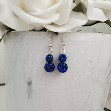 Load image into Gallery viewer, Handmade pave crystal drop earrings - Custom Color - Capri Blue or Custom Color - Drop Earrings - Dangle Earrings - Earrings