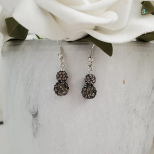 Handmade pave crystal drop earrings - Custom Color - gold or silver - Drop Earrings - Dangle Earrings - Earrings