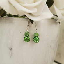 Load image into Gallery viewer, Handmade pave crystal drop earrings - Custom Color - Peridot or Custom Color - Drop Earrings - Dangle Earrings - Earrings