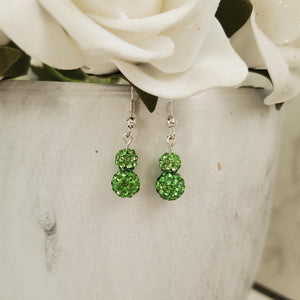 Handmade pave crystal drop earrings - Custom Color - Peridot or Custom Color - Drop Earrings - Dangle Earrings - Earrings