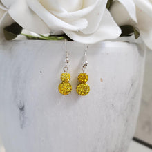 Load image into Gallery viewer, Handmade pave crystal drop earrings - Custom Color - Citrine or Custom Color - Drop Earrings - Dangle Earrings - Earrings