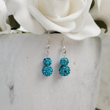 Load image into Gallery viewer, Handmade pave crystal drop earrings - Custom Color - Aquamarine blue or Custom Color - Drop Earrings - Dangle Earrings - Earrings