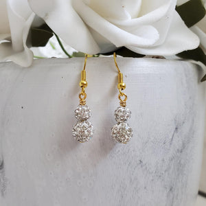Handmade pave crystal drop earrings - gold or silver - Drop Earrings - Dangle Earrings - Earrings