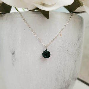 Handmade minimalist pave crystal rhinestone drop necklace - emerald green or custom color - Rhinestone Drop Necklace - Crystal Necklace - Necklaces