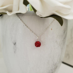 Handmade minimalist pave crystal rhinestone drop necklace - light siam or custom color - Rhinestone Drop Necklace - Crystal Necklace - Necklaces