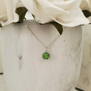 Handmade minimalist pave crystal rhinestone drop necklace - peridot or custom color - Rhinestone Drop Necklace - Crystal Necklace - Necklaces
