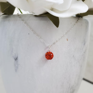 Handmade minimalist pave crystal rhinestone drop necklace - hyacinth (orange) or custom color - Rhinestone Drop Necklace - Crystal Necklace - Necklaces