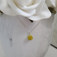 Load image into Gallery viewer, Handmade minimalist pave crystal rhinestone drop necklace - citrine (yellow) or custom color - Rhinestone Drop Necklace - Crystal Necklace - Necklaces