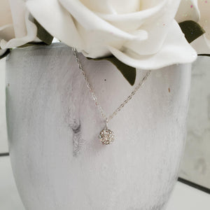 Handmade minimalist pave crystal rhinestone drop necklace - silver clear or custom color - Rhinestone Drop Necklace - Crystal Necklace - Necklaces