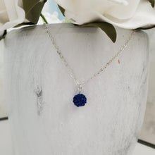 Load image into Gallery viewer, Handmade minimalist pave crystal rhinestone drop necklace - capri blue or custom color - Rhinestone Drop Necklace - Crystal Necklace - Necklaces