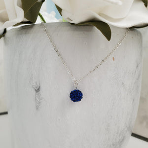 Handmade minimalist pave crystal rhinestone drop necklace - capri blue or custom color - Rhinestone Drop Necklace - Crystal Necklace - Necklaces