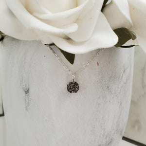 Handmade minimalist pave crystal rhinestone drop necklace - black diamond or custom color - Rhinestone Drop Necklace - Crystal Necklace - Necklaces