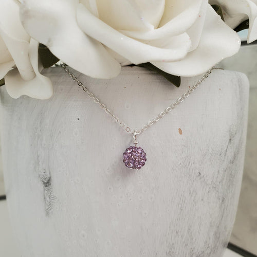 Handmade minimalist pave crystal rhinestone drop necklace - violet or custom color - Rhinestone Drop Necklace - Crystal Necklace - Necklaces
