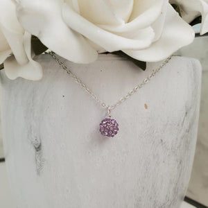 Handmade minimalist pave crystal rhinestone drop necklace - violet or custom color - Rhinestone Drop Necklace - Crystal Necklace - Necklaces