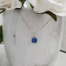 Load image into Gallery viewer, Handmade minimalist pave crystal rhinestone drop necklace - light sapphire (blue) or custom color - Rhinestone Drop Necklace - Crystal Necklace - Necklaces