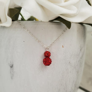 Handmade pave crystal rhinestone drop necklace pendant - light siam or custom color - Drop Necklace - Crystal Pendant - Rhinestone Pendant