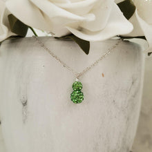 Load image into Gallery viewer, Handmade pave crystal rhinestone drop necklace pendant - peridot or custom color - Drop Necklace - Crystal Pendant - Rhinestone Pendant