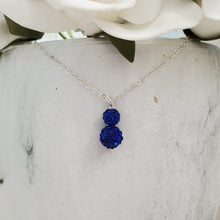 Load image into Gallery viewer, Handmade pave crystal rhinestone drop necklace pendant - capri blue or custom color - Drop Necklace - Crystal Pendant - Rhinestone Pendant
