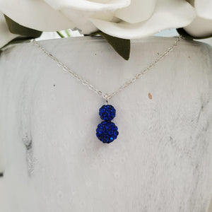 Handmade pave crystal rhinestone drop necklace pendant - capri blue or custom color - Drop Necklace - Crystal Pendant - Rhinestone Pendant