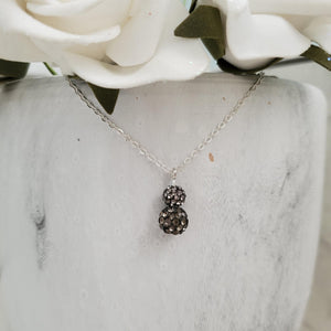 Handmade pave crystal rhinestone drop necklace pendant - black diamond or custom color - Drop Necklace - Crystal Pendant - Rhinestone Pendant
