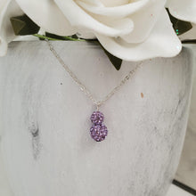 Load image into Gallery viewer, Handmade pave crystal rhinestone drop necklace pendant - violet or custom color - Drop Necklace - Crystal Pendant - Rhinestone Pendant