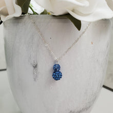 Load image into Gallery viewer, Handmade pave crystal rhinestone drop necklace pendant - light sapphire or custom color - Drop Necklace - Crystal Pendant - Rhinestone Pendant