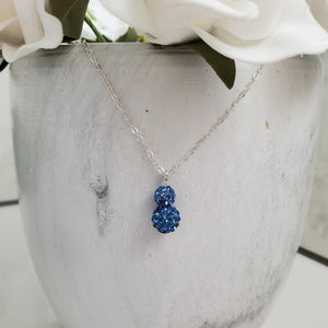 Handmade pave crystal rhinestone drop necklace pendant - light sapphire or custom color - Drop Necklace - Crystal Pendant - Rhinestone Pendant