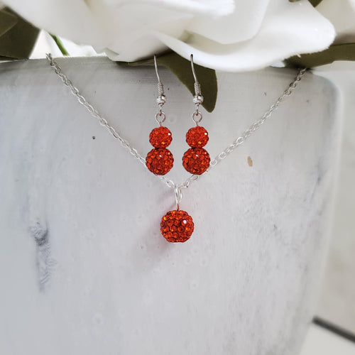 handmade single crystal drop necklace accompanied by a pair of dangling drop earrings - Hyacinth or custom color - Crystal Necklace Set - Jewelry Set - Necklace Set