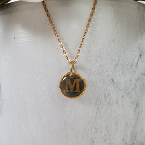 Handmade gold glitter initial minimalist drop pendant. - Letter Necklace - Necklaces - Monogram Necklace